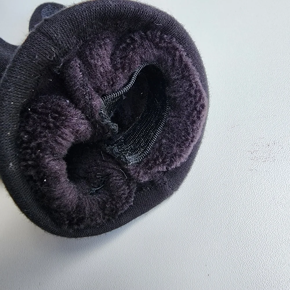 Womens OS Knitted Gloves Ladies Warm Fleece Lined Winter Glove Black